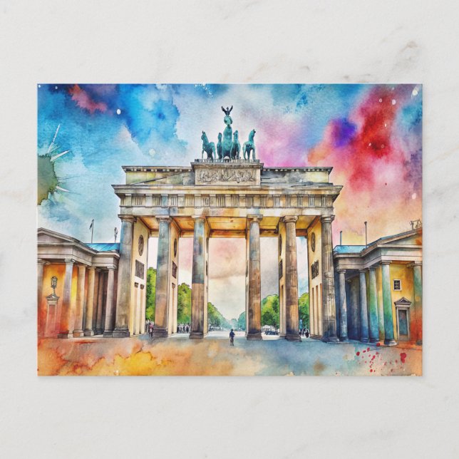 Brandenburger Tor Aquarellmalerei Postkarte (Vorderseite)