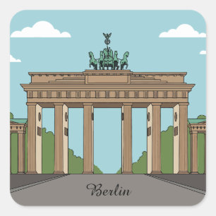 Brandenburger Tor Berlin – Klassisches Stadtdenkma Quadratischer Aufkleber