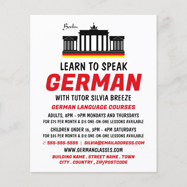 Brandenburger Tor, deutschsprachige Kursanzeige Flyer (Vorne)
