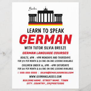 Brandenburger Tor, deutschsprachige Kursanzeige Flyer