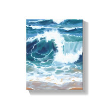 Brandende Meereswellen | Küstenblaue Aquarellmaler