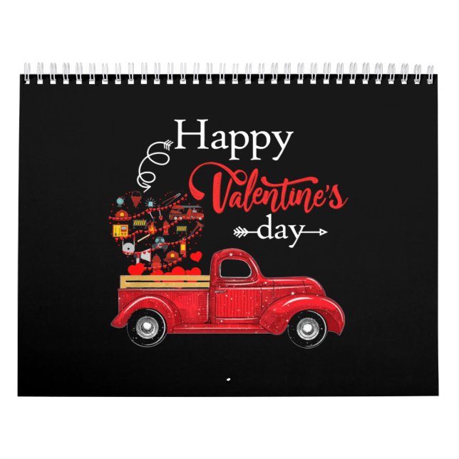 Brandgeschenk| Glücklicher Feuerwehrmann am Valent Kalender (Titelbild)