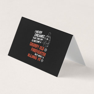 Brandgeschenk   Grumpiger alter Feuerwehrmann Visitenkarten