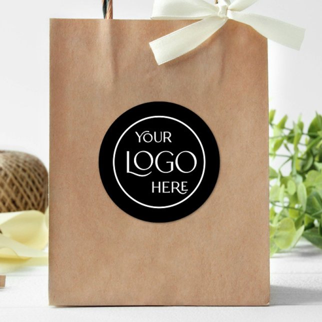 Branding für Firmenlogo Moderne Schwarze Werbung Runder Aufkleber (Von Creator hochgeladen)