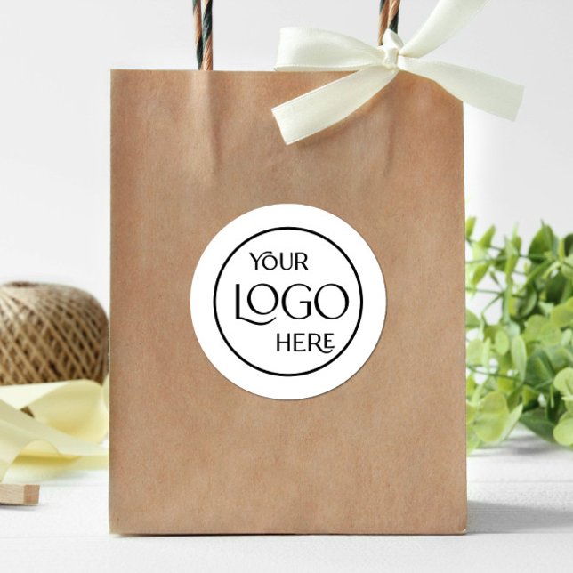 Branding für Firmenlogo Moderne, weiße Werbung Runder Aufkleber (Von Creator hochgeladen)