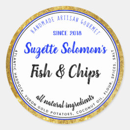 Branding-Gold-Trim-Inhaltsstoffe - Lebensmittelken Runder Aufkleber