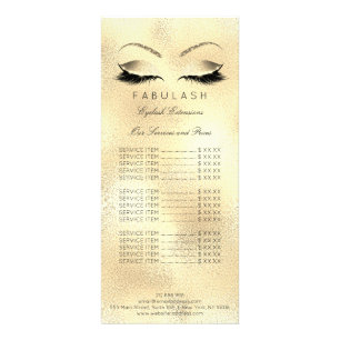 Branding-Preisliste Lashes Gold-Makeup Werbekarte