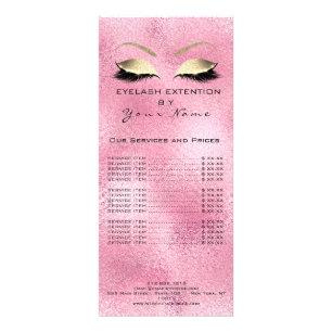 Branding-Preisliste Lashes Rosa Rose Werbekarte