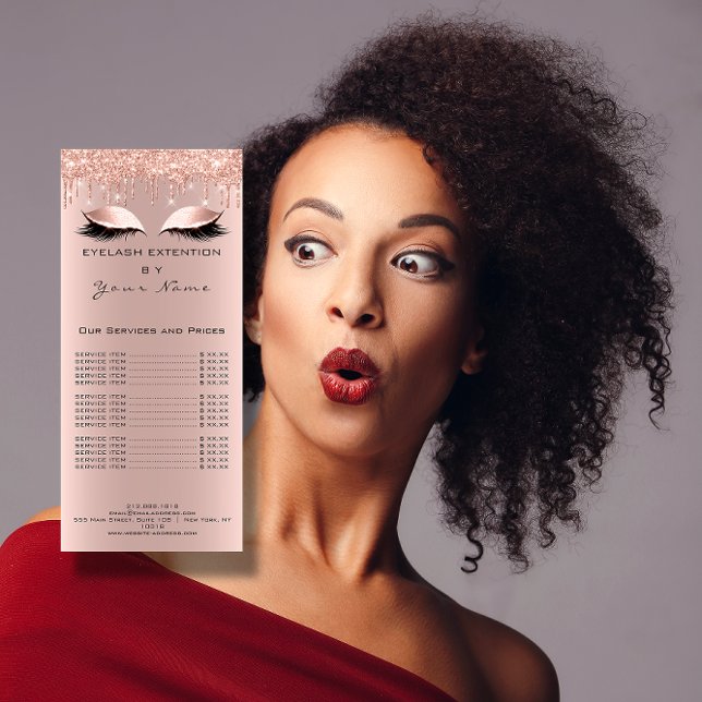 Branding Price List Lashes Extension Eyes Tropfen Werbekarte (Branding Price List Lashes Extension Eyes Drips Rack Card)