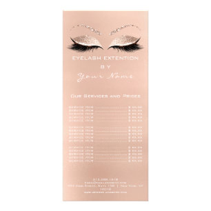 Branding Price List Lashes Extension Rose White Werbekarte