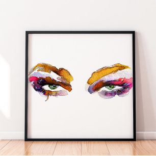 Brandmarkierung in Aquarellfarbe Poster