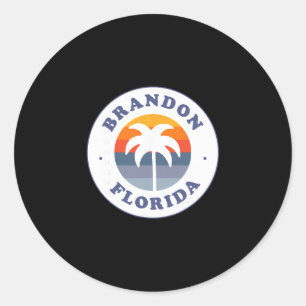 Brandon Florida Fl Retro Sonnenuntergang Palme Sou Runder Aufkleber