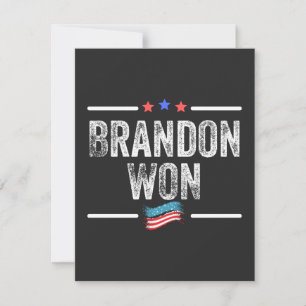 Brandon gewann, Brandon gewann komisch, Brandon ha Dankeskarte