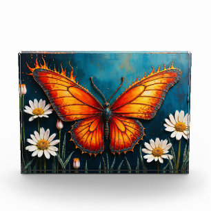 Brandschmetterling surreal Kunstwerk Kamille Natur Fotoblock