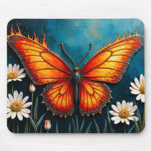 Brandschmetterling surreal Kunstwerk Kamille Natur Mousepad