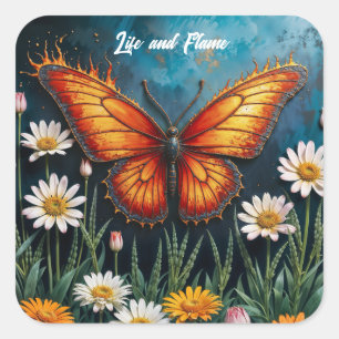 Brandschmetterling surreal Kunstwerk Kamille Natur Quadratischer Aufkleber