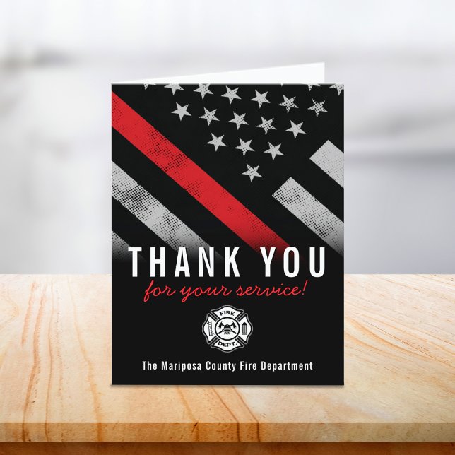 Brandschutzabteilung - Erste Reaktion Dankeskarte (Firefighter Fire Department Flag First Responder Thank You Card)