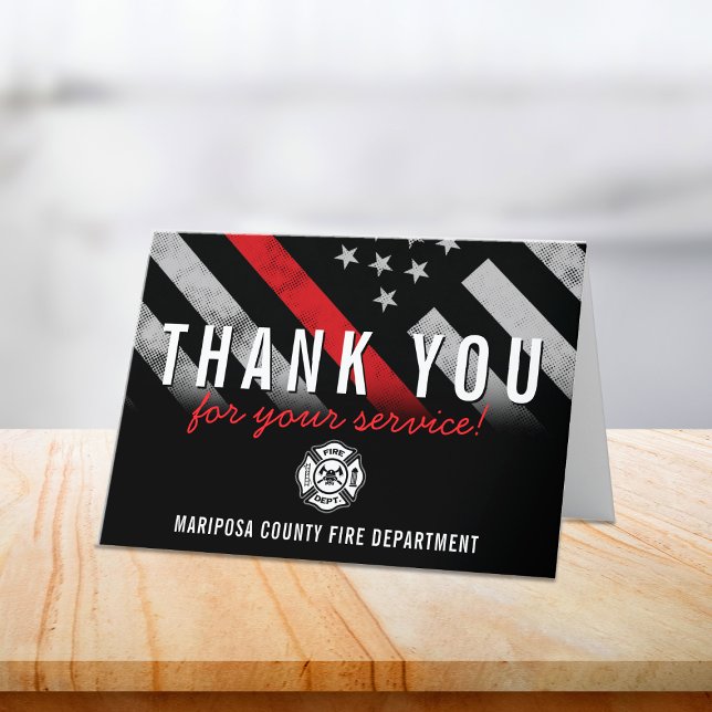Brandschutzabteilung - Erste Reaktion Dankeskarte (Firefighter Red Line American Flag First Responder Thank You Card)