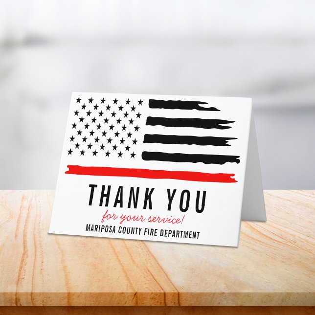 Brandschutzabteilung - Erste Reaktion Dankeskarte (Firefighter Fire Department Flag First Responder Thank You Card)