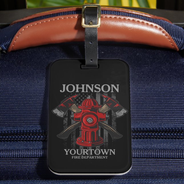 Brandschutzbehörde Hydrant USA Flag Gepäckanhänger (Vorderseite Insitu 2)