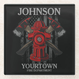 Brandschutzbehörde Hydrant USA Flag Glasuntersetzer