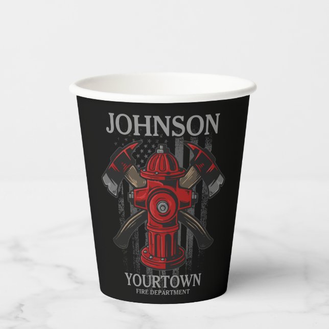 Brandschutzbehörde Hydrant USA Flag Pappbecher (Vorderseite)