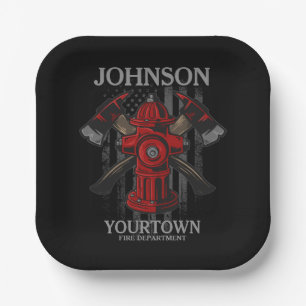 Brandschutzbehörde Hydrant USA Flag Pappteller