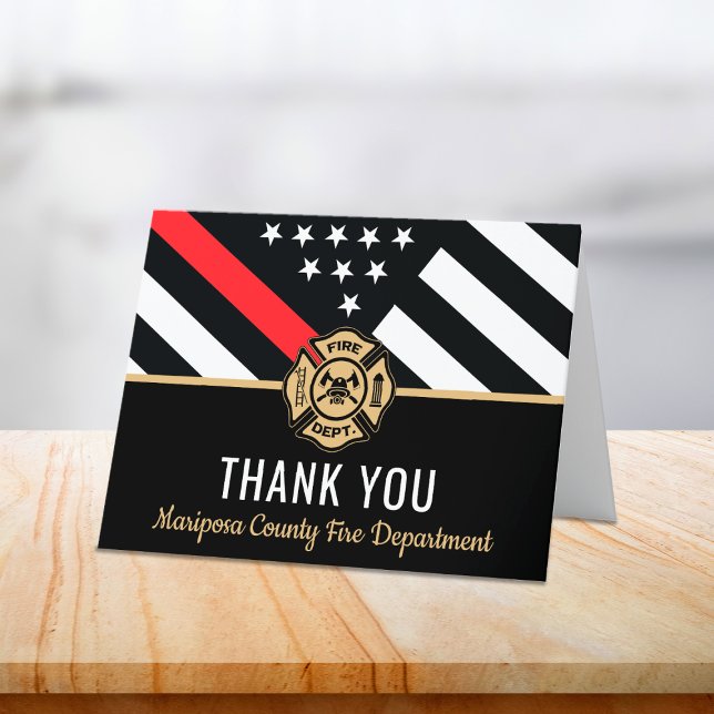Brandschutzfahne Erste Brandschutzabteilung Dankeskarte (Firefighter Flag First Responder Fire Department Thank You Card)