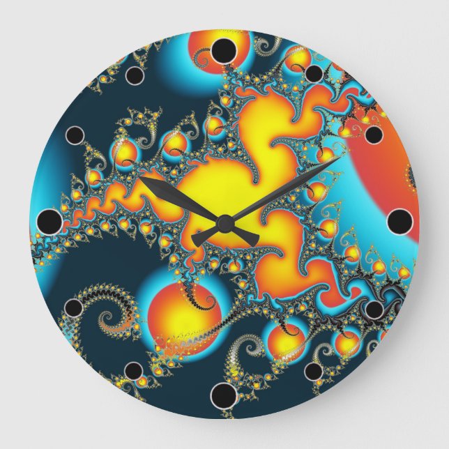 Brandstiftung Fraktal Moderne Kunst Große Wanduhr (Vorderseite)