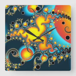 Brandstiftung Fraktal Moderne Kunst Quadratische Wanduhr