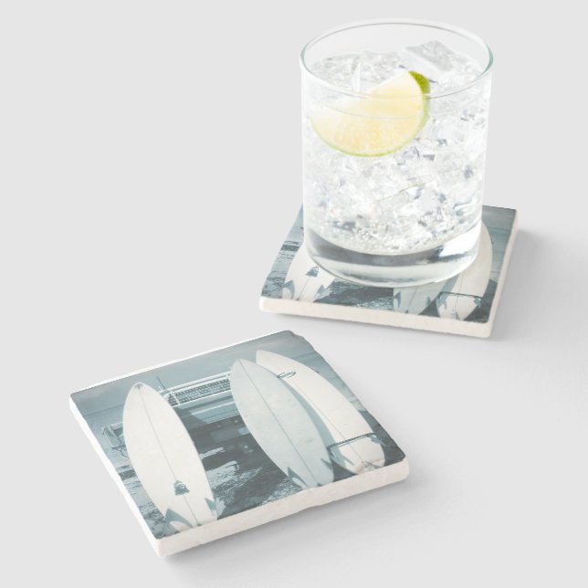 Brandung 3 Surfbretter beben das blaue surfende Steinuntersetzer (Seitenansicht)