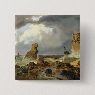Brandung auf einer felsigen Küste, 1835 Button