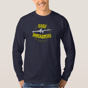 Brandungs-Mogadischu Vintager Grunge-Schablone-T - T-Shirt