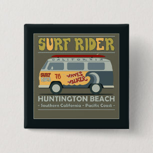 Brandungs-Reiter-Huntington Beach Plakat Button