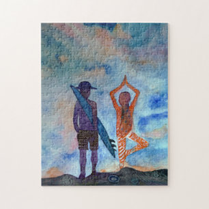 Brandungs-Yoga-Malerei-Kunst-Foto-Puzzlespiel mit Puzzle