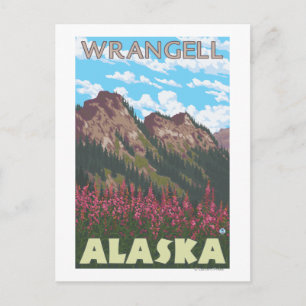Brandweh & Gebirge - Wrangell, Alaska Postkarte