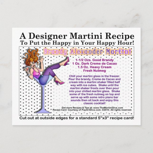 Brandy Alexander Martini Rezpe Postcard Postkarte (Vorderseite)