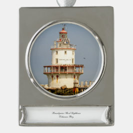 Brandywine Shoal Lighthouse Banner-Ornament Silber