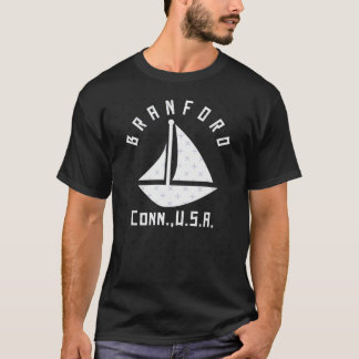 Branford Connecticut Segelboot Weißen Text Ab T-Shirt