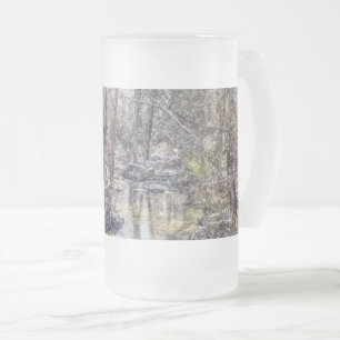 Branson Fall Creek Winter Snow Painterly Mattiert  Mattglas Bierglas