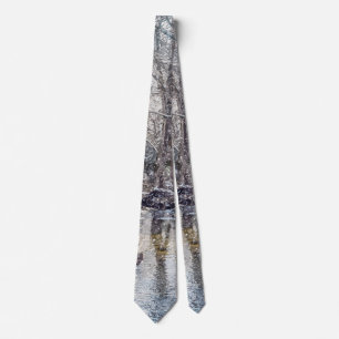 Branson Fall Creek Winter Snow Painterly Neck Tie Krawatte