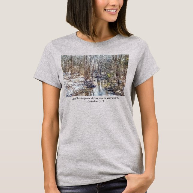 Branson Fall Creek Winter Snow Painterly T - Shirt (Vorderseite)