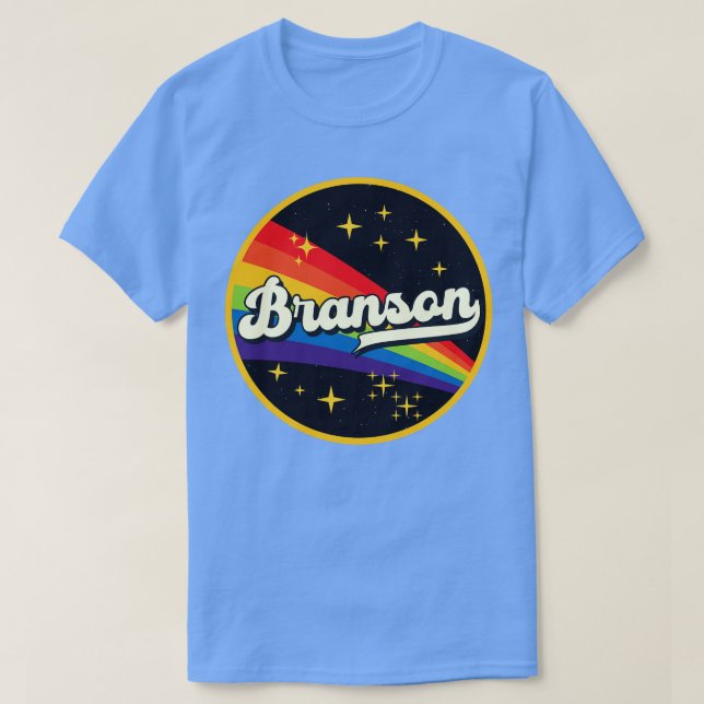 Branson Rainbow in Space Vintag Style T-Shirt (Design vorne)