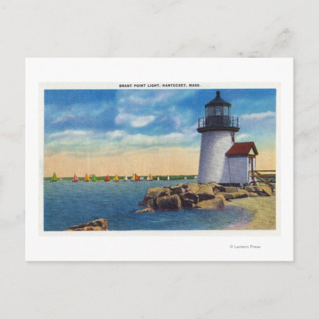 Brant Point Lighthouse Scene Postkarte (Vorderseite)