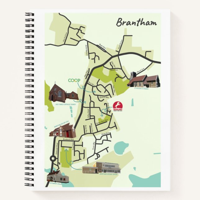 Brantham Map Notebook mit markierten Seiten mit Qu Notizbuch (Vorderseite)