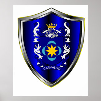 Brasão da família Carvalho em papel special. Poster