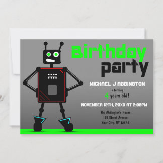 Brash Robot Boys Geburtstagsparty Einladungen