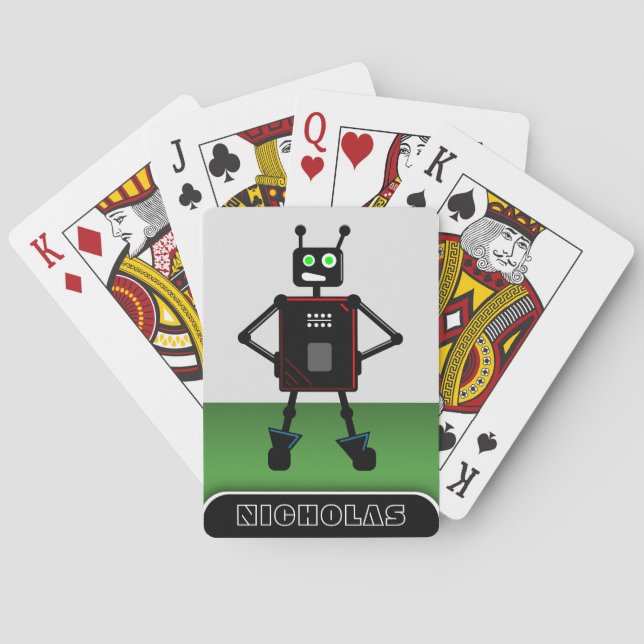 Brash Robot Green - Personalized Robot Spielkarten (Rückseite)