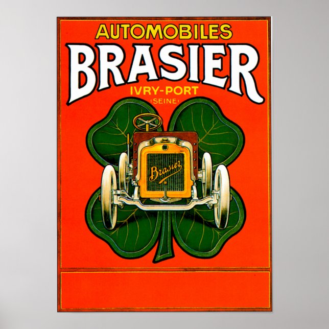 Brasier Motor Car ~ Vintage Kfz-Werbung Poster (Vorne)