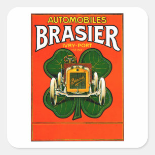 Brasier Motor Car ~ Vintage Kfz-Werbung Quadratischer Aufkleber